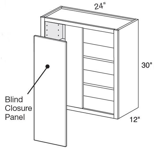 WBCU2730ND - Glasgow Polar White - 27"x30" Universal Blind Corner-No Door - Interior Finished To Match Frame