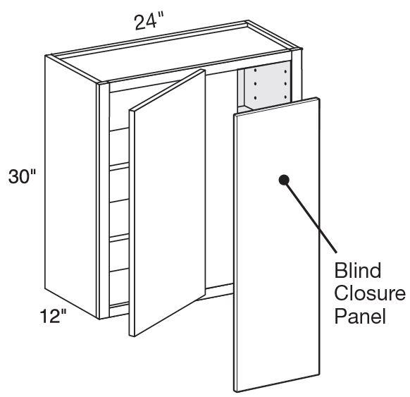WBCU2730R - Manhattan High Gloss White - 27"x30" Universal Blind Corner - Single Door - Right Side Blind