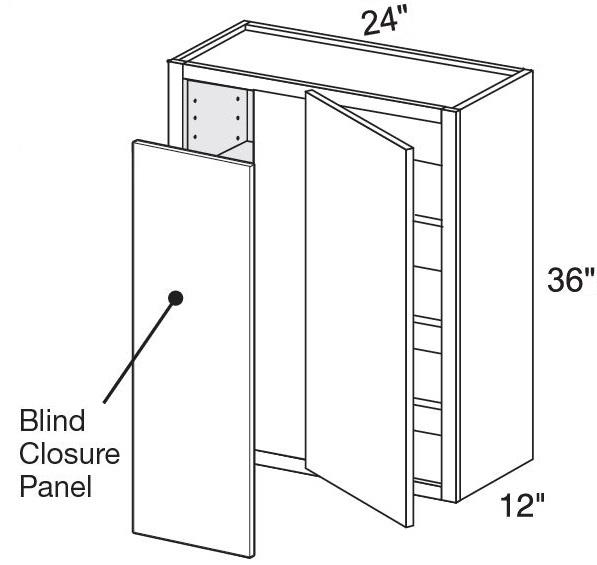 WBCU2736L - Glasgow Polar White - 27"x36" Universal Blind Corner - Single Door - Left Side Blind