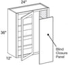 WBCU2736PFGR - Hawthorne Cinnamon - 27"x36" Universal Blind Corner - Single Door Prepped For Glass - Hinges On Right