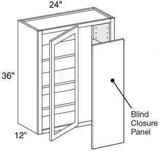 WBCU2736PFGR - Glasgow Mythic Blue - 27"x36" Universal Blind Corner - Single Door Prepped For Glass - Hinges On Right