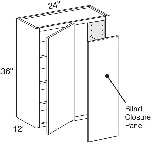 WBCU2736R - Glasgow Polar White - 27"x36" Universal Blind Corner - Single Door - Right Side Blind