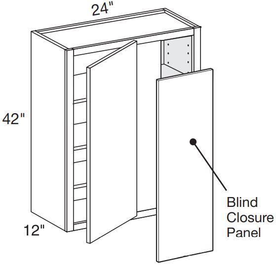 WBCU2742R - Manhattan High Gloss White - 27"x42" Universal Blind Corner - Single Door - Right Side Blind