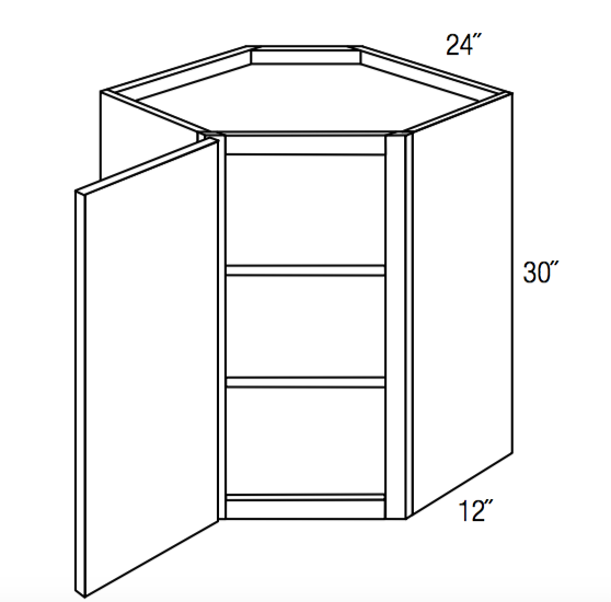 WDC2430 - Concord Pebble Gray - Corner Wall Cabinet - Single Door - 24"W x 30"H x 12"D