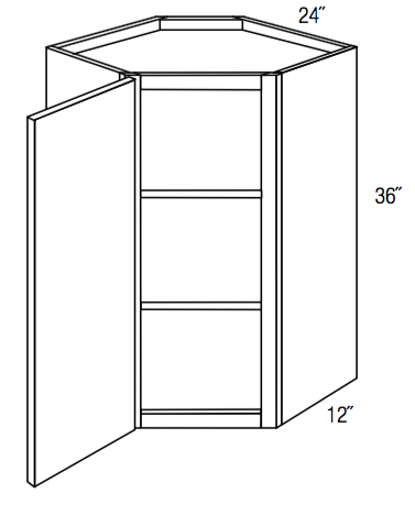 WDC2436 - Concord Pebble Gray - Corner Wall Cabinet - Single Door - 24"W x 36"H x 12"D