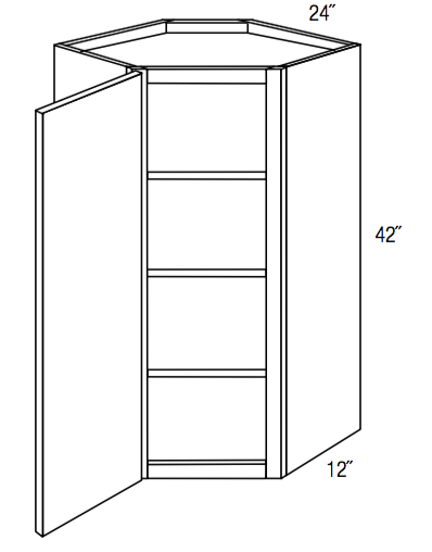 WDC2442 - RTA Concord Polar White - Corner Wall Cabinet - Single Door - 24"W x 42"H x 12"D