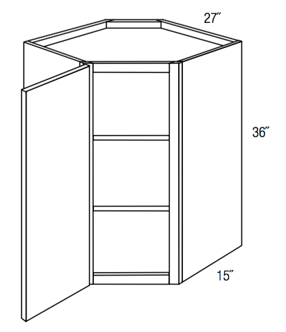 WDC273615 - RTA Concord Polar White - Corner Wall Cabinet - Single Door - 27"W x 36"H x 15"D