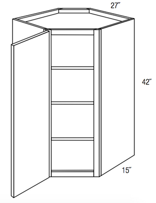 WDC274215 - Concord Pebble Gray - Corner Wall Cabinet - Single Door - 27"W x 42"H x 15"D