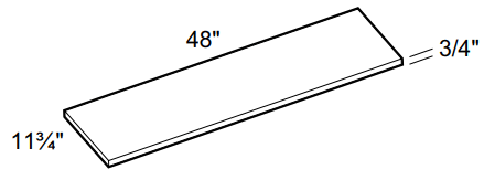 WFS48 - Glasgow Deep Onyx - Wood Furniture Shelf - 48" x 11 3/4" x 3/4"