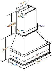 WRHC36S - Glasgow Mythic Blue - 36" Wall Range Hood/Chimney - Straight