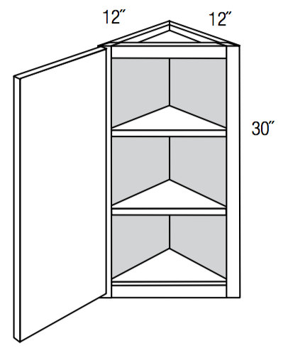 AW30 - Norwich Slab - 30" High Angled Wall Cabinet - Single Door