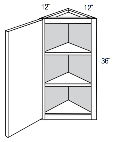 AW36 - Essex Truffle - 36" High Angled Wall Cabinet - Single Door
