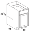 B12 - Dartmouth Dark Sable - Base Cabinet - Single Door/Drawer
