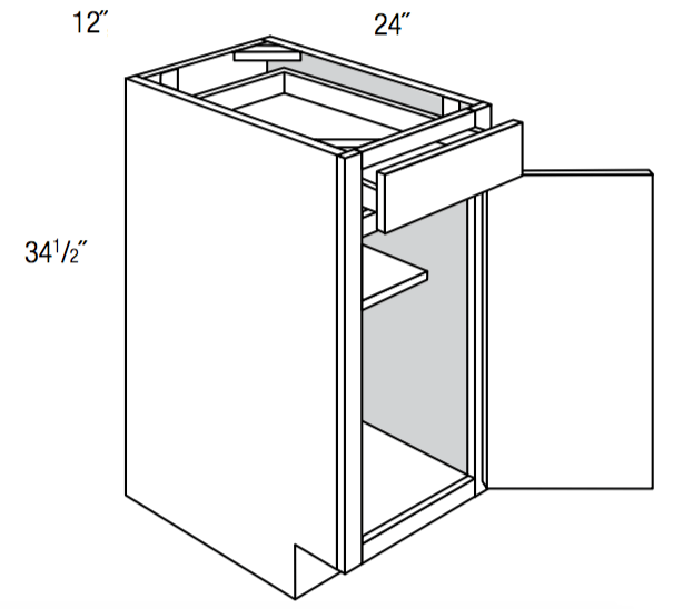 B12 - Dover Truffle - Base Cabinet - Single Door/Drawer