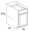 B12 - York Grey Stain - Base Cabinet - Single Door/Drawer