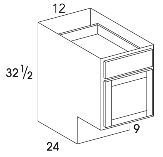 B12ADA - Dartmouth Pewter - ADA Base Cabinet - Single Door/Drawer - Special Order