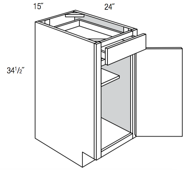 B15 - RTA Concord Polar White - Base Cabinet - Single Door/Drawer - 15"W x 34.5"H x 24"D