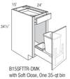 B15SFTTR-DMK - Yarmouth Raised - 15"Base w/soft-close trash unit