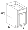 B18 - Dartmouth Grey Stain - Base Cabinet - Single Door/Drawer