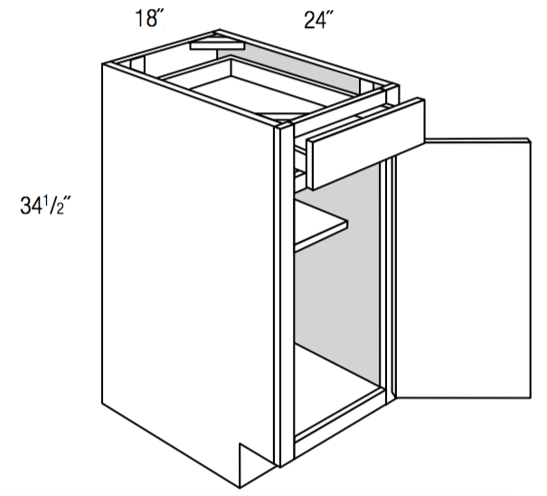 B18 - Dover Truffle - Base Cabinet - Single Door/Drawer