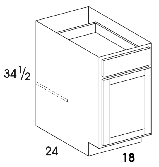 B18 - York White - Base Cabinet - Single Door/Drawer