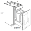 B18SFTTR - Dover White - Base Cabinet/ Soft-close Trash Pull - Single Door/Drawer