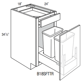 B18SFTTR - Trenton Recessed - Base Cabinet/ Soft-close Trash Pull - Single Door/Drawer
