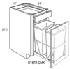 B18TR-DMK - Amesbury Mist - Base Cabinet w/Trash Pull - Single Door/Drawer