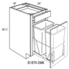 B18TR-DMK - Upton Brown - Base Cabinet w/Trash Pull - Single Door/Drawer