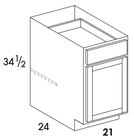 B21 - York White - Base Cabinet - Single Door/Drawer