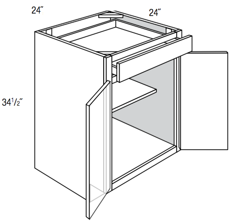 B24 - RTA Concord Polar White - Base Cabinet - Double Door/Single Drawer - 24"W x 34.5"H x 24"D