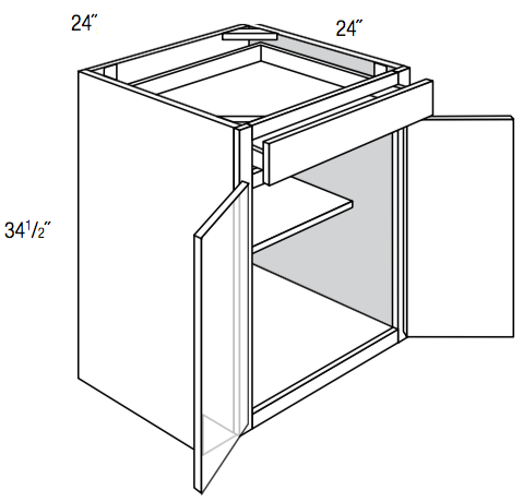 B24B - Dover White - Base Cabinet - Butt Doors/Single Drawer