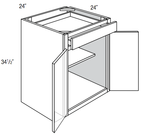 B24B - Essex Truffle - Base Cabinet - Butt Doors/Single Drawer