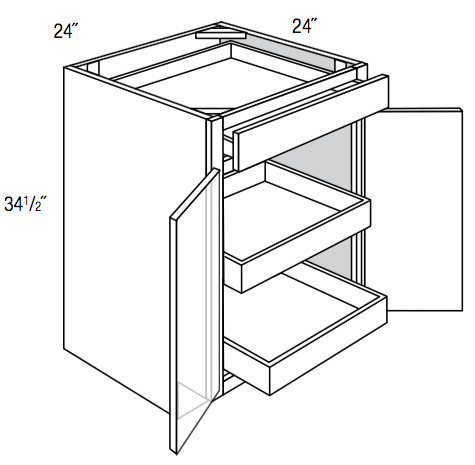 B24BSCRT   - Amesbury White - Base w/2 soft-close roll-outs - Butt Doors