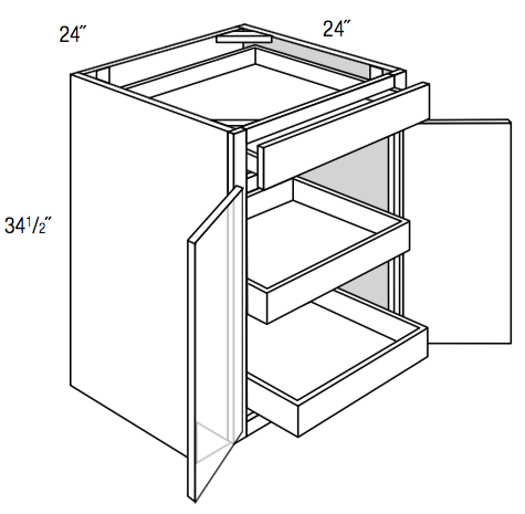 B24BSCRT   - Dover White - Base w/2 soft-close roll-outs - Butt Doors