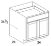 B24DD - York Grey Stain - Base Cabinet - Butt Doors/Single Drawer