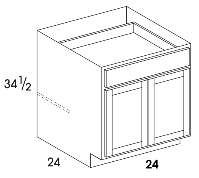 B24DD - York White - Base Cabinet - Butt Doors/Single Drawer