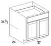 B27 - Dartmouth White - Base Cabinet - Butt Doors/Single Drawer