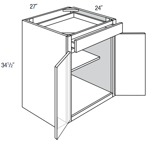 B27 - RTA Concord Polar White - Base Cabinet - Double Door/Single Drawer - 27"W x 34.5"H x 24"D