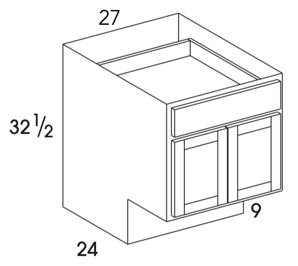 B27ADA - Dartmouth Brownstone - ADA Base Cabinet - Butt Doors/Single Drawer - Special Order