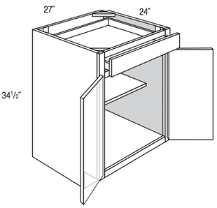 B27B - Norwich Recessed - Base Cabinet - Butt Doors/Single Drawer