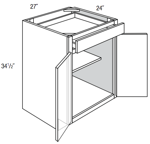 B27B - Trenton Slab - Base Cabinet - Butt Doors/Single Drawer
