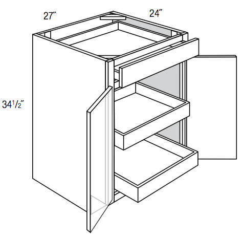 B27BSCRT   - Dover White - Base w/2 soft-close roll-outs - Butt Doors