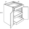 B27BSCRT   - Trenton Recessed - Base w/2 soft-close roll-outs - Butt Doors