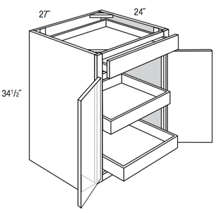 B27BSCRT   - Yarmouth Slab - Base w/2 soft-close roll-outs - Butt Doors