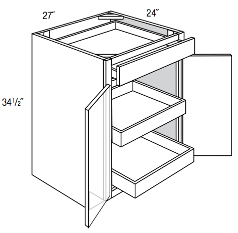 B27BSCRT - Trenton Slab - Base w/2 soft-close roll-outs - Butt Doors