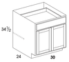 B30 - Dartmouth White - Base Cabinet - Butt Doors/Single Drawer