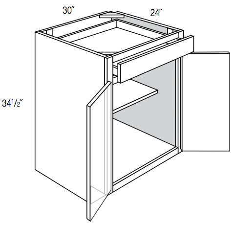 B30 - RTA Concord Polar White - Base Cabinet - Double Door/Single Drawer - 30"W x 34.5"H x 24"D