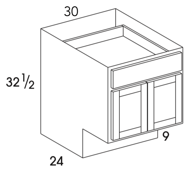 B30ADA - York White - ADA Base Cabinet - Butt Doors/Single Drawer - Special Order