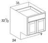 B36ADA - Dartmouth White - ADA Base Cabinet - Butt Doors/Single Drawer - Special Order